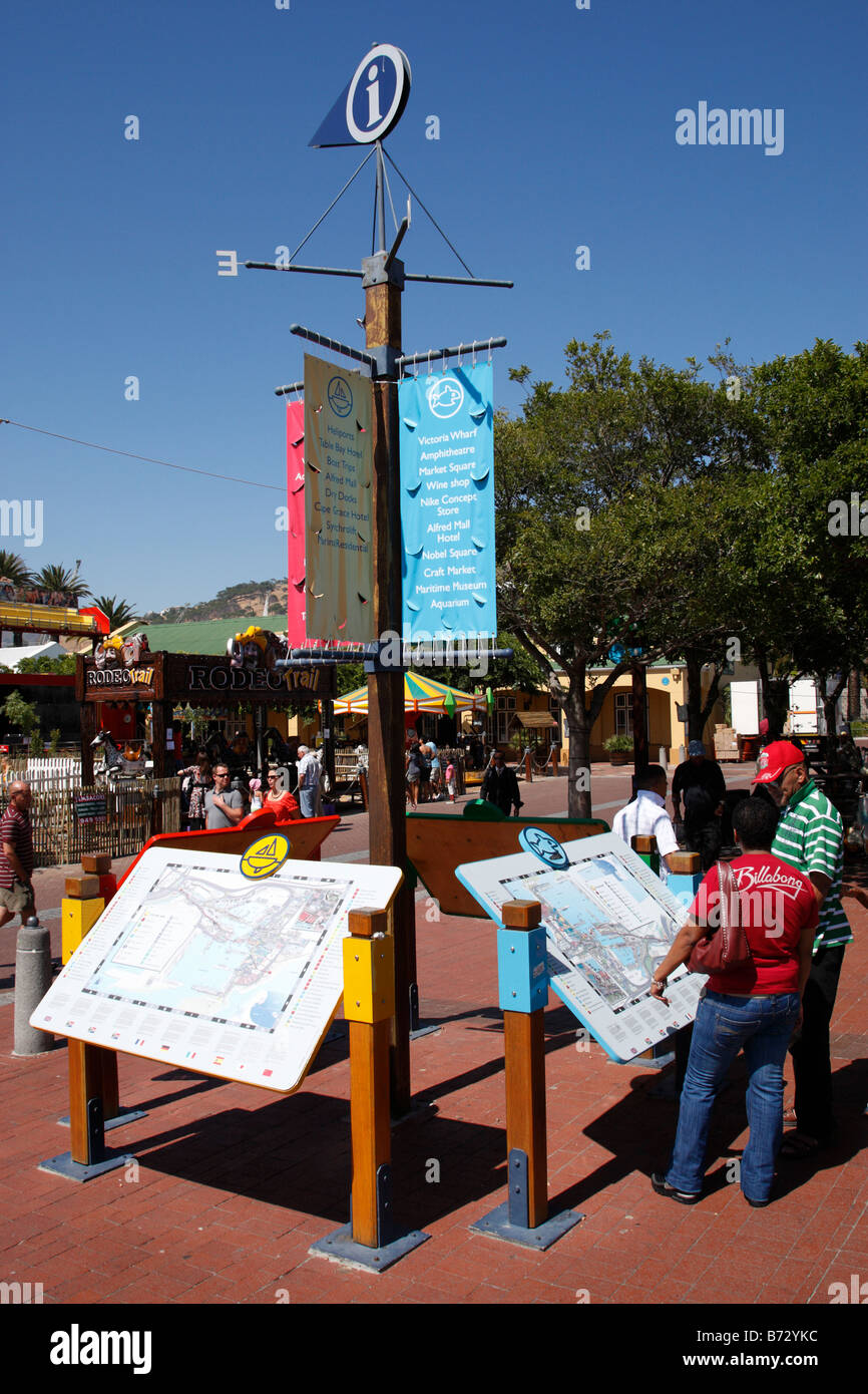 Informationskarte im Marktplatz V & A Waterfront Kapstadt Südafrika Stockfoto