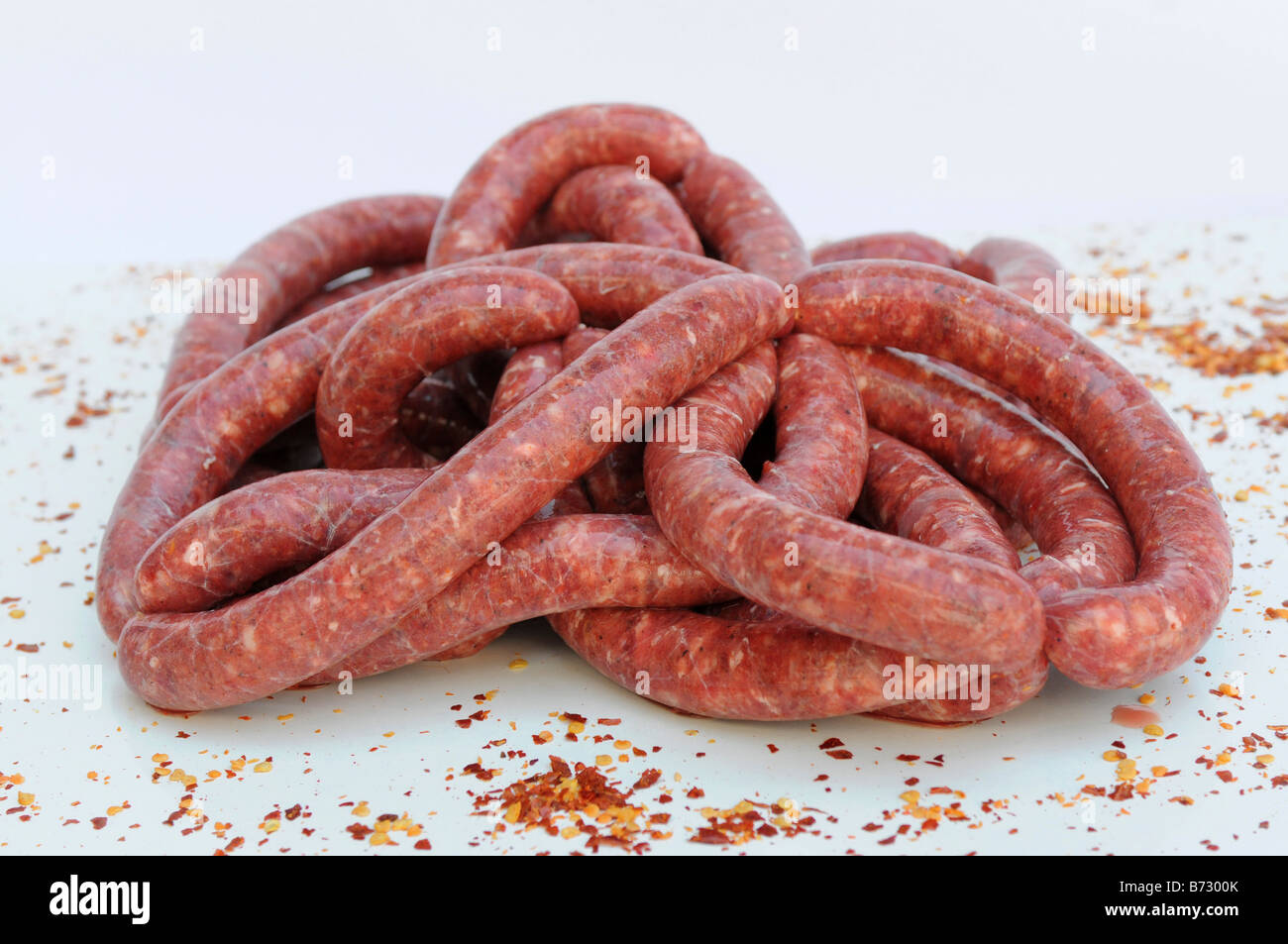Merguez Bratwurst eine würzige Wurst aus Algerien Nordafrika Stockfoto