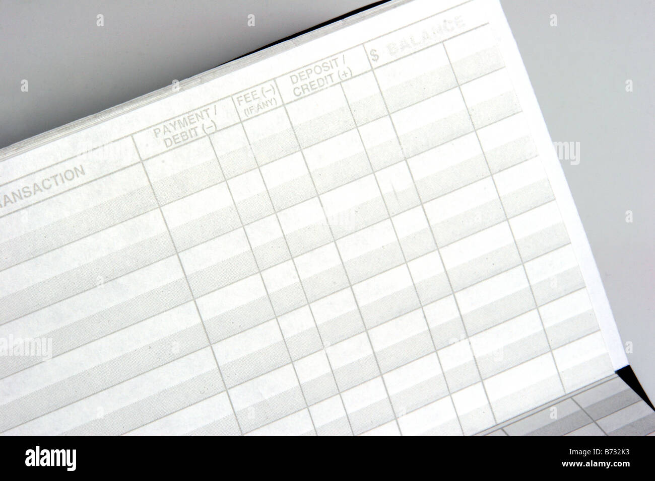 Eine Überprüfung Buch registrieren für Aufnahme Credits und EC-Transaktionen Stockfoto