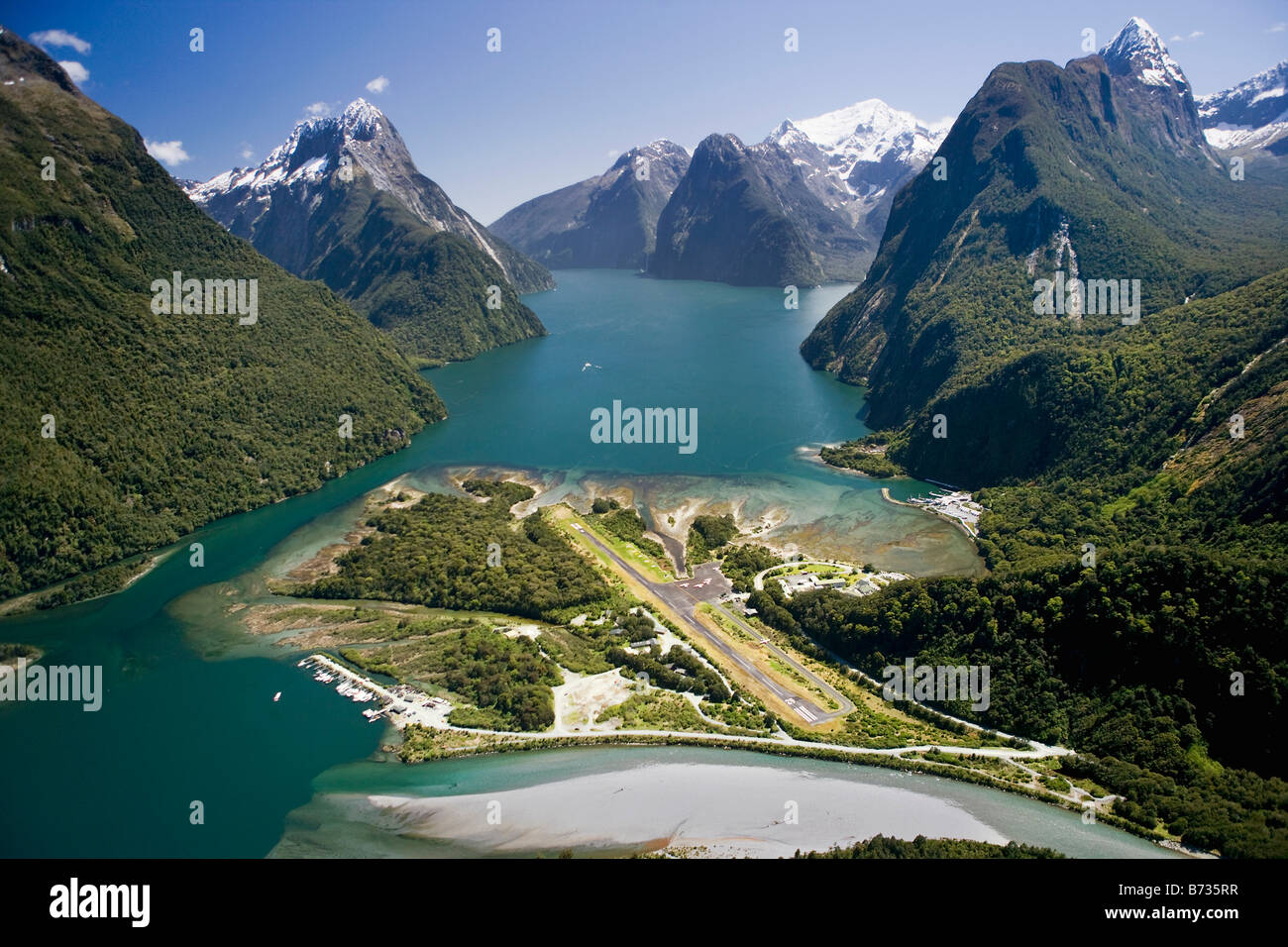 Neuseeland Südinsel Fiordland Nationalpark Milford Sound Luft