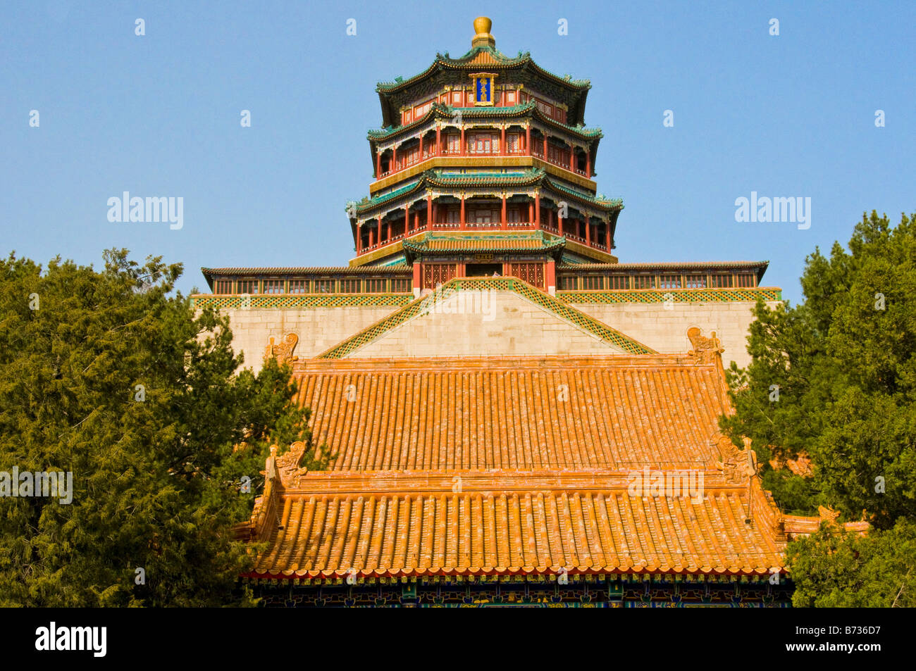 Turm des Duftes der Buddha Sommerpalast Beijing China Stockfoto