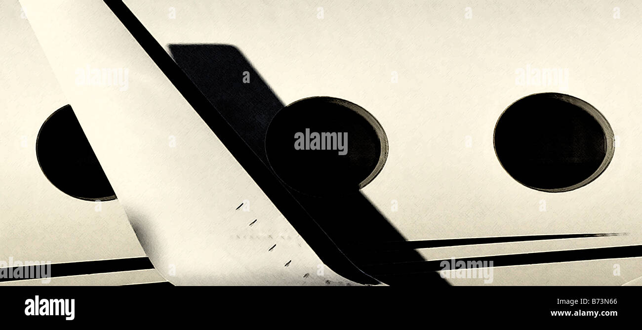 Jet-Flugzeug-Windows und Flügel Stockfoto