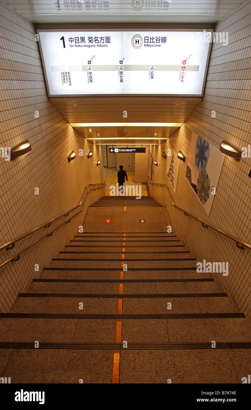 Der Eingang zu der Ginza-Linie auf der Tokyo Metro System in Roppongi station Stockfoto