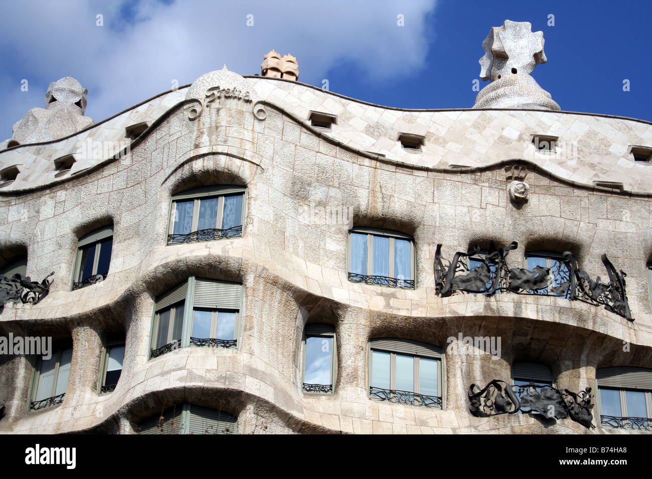 Antoni Gaudis Casa Mila in Barcelona in Spanien. Stockfoto