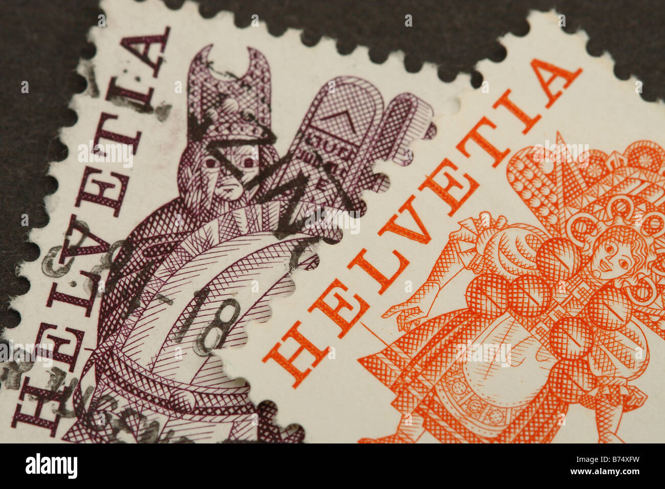 Helvetia Schweizerische Post Post Briefmarke aus der Schweiz Stockfoto