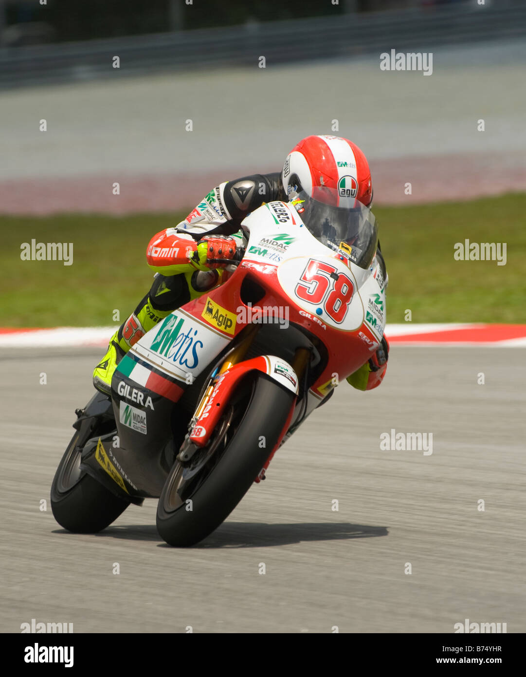 250er-italienischen Marco Simoncelli der Metis Gilera 2008 Polini Malaysian Motorrad-Grand-Prix Strecke in Sepang Malaysia Stockfoto