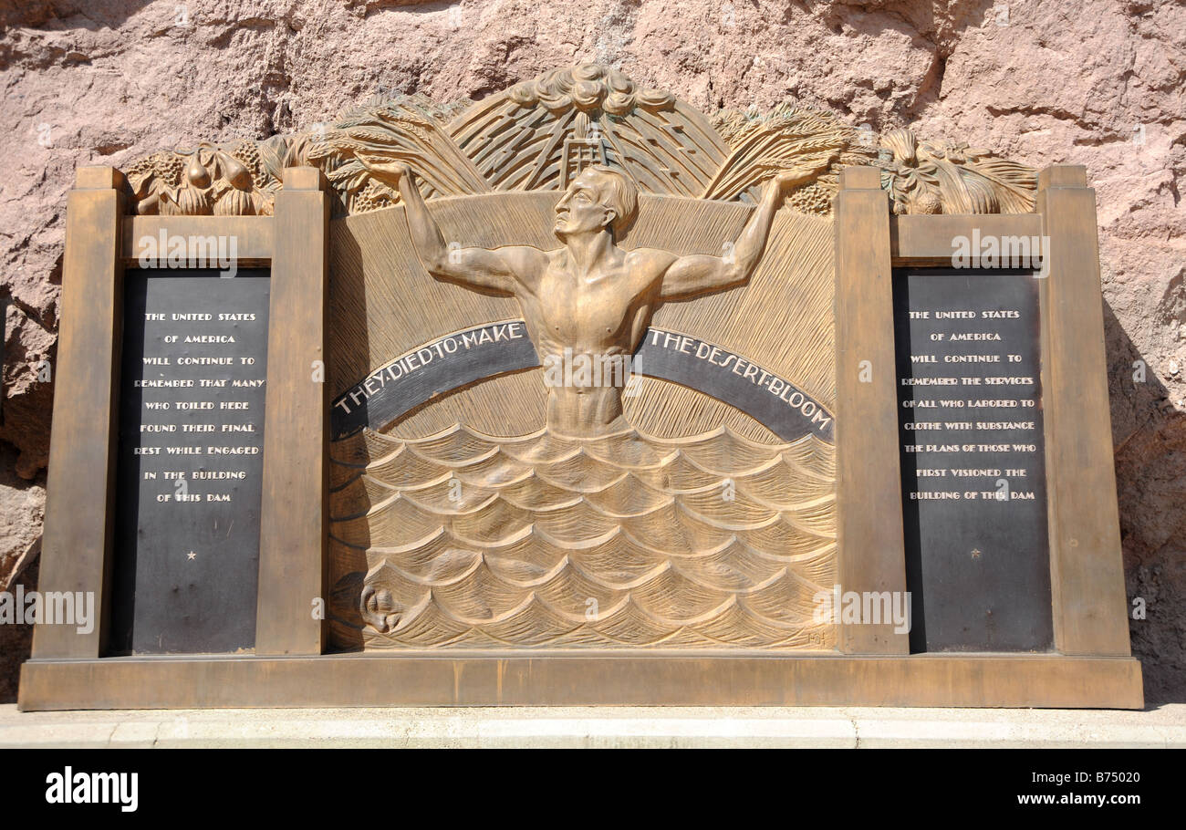 Hoover Dam Denkmal für Bauarbeiter Stockfoto