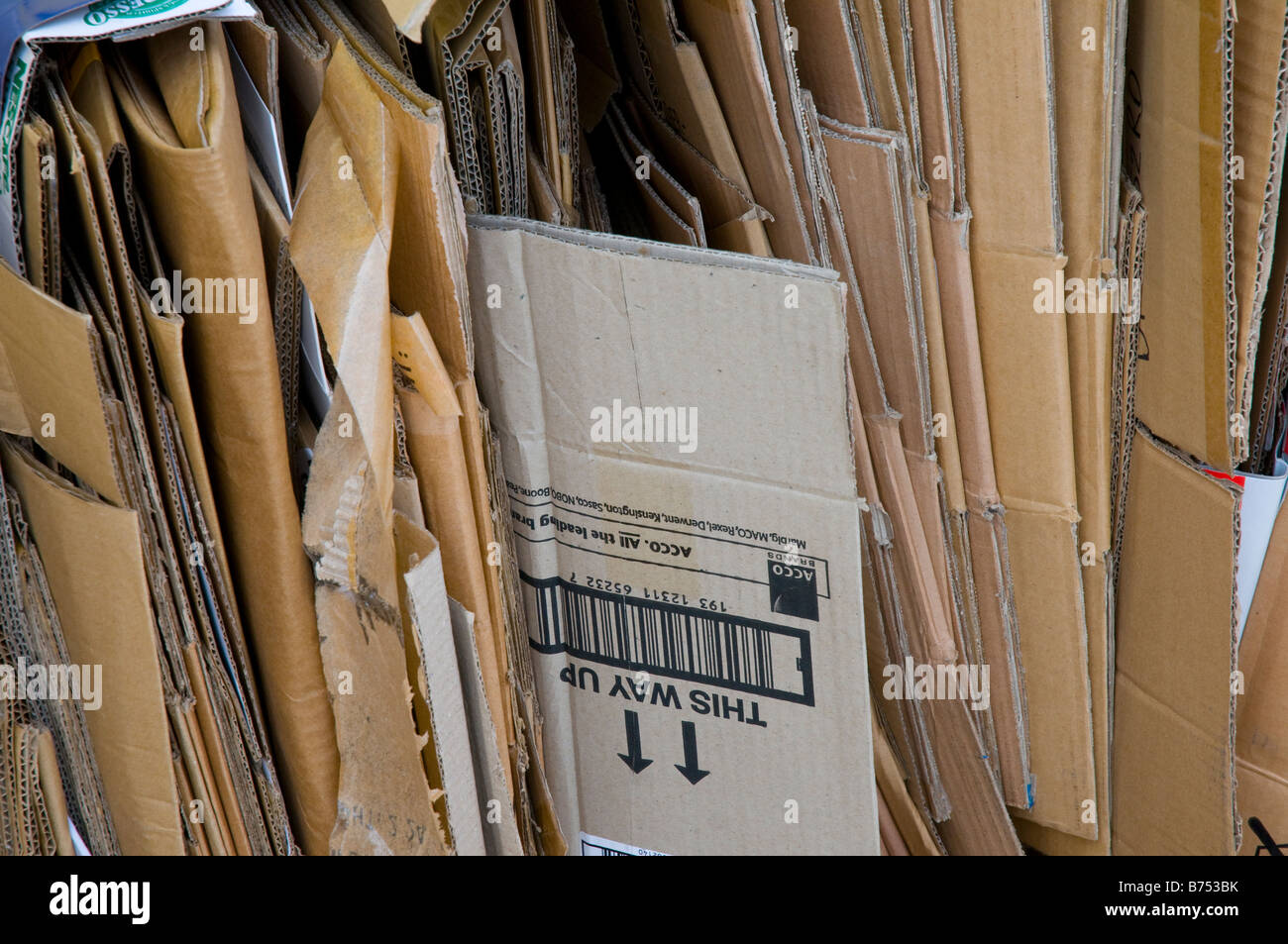 Kartonverpackungen für das recycling Stockfoto