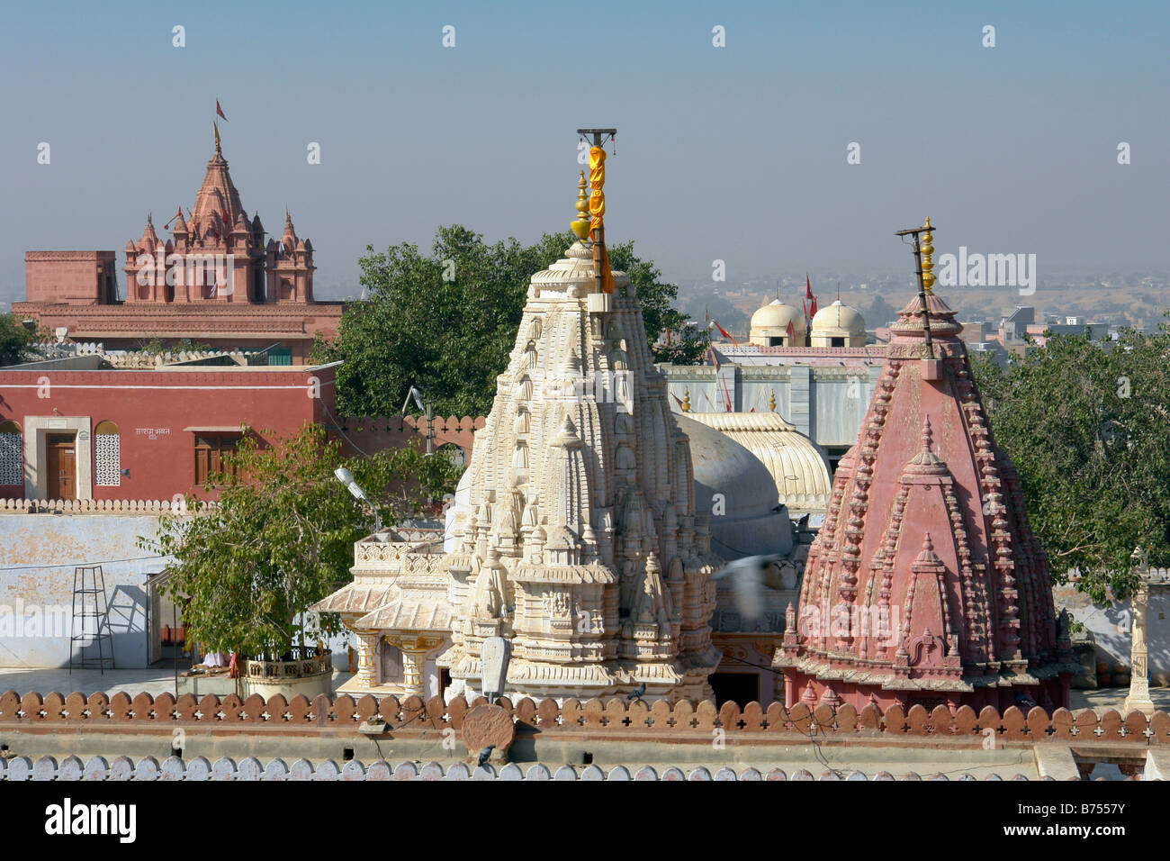 Blick über die Dächer der Jain-Tempel in bikaner Stockfoto