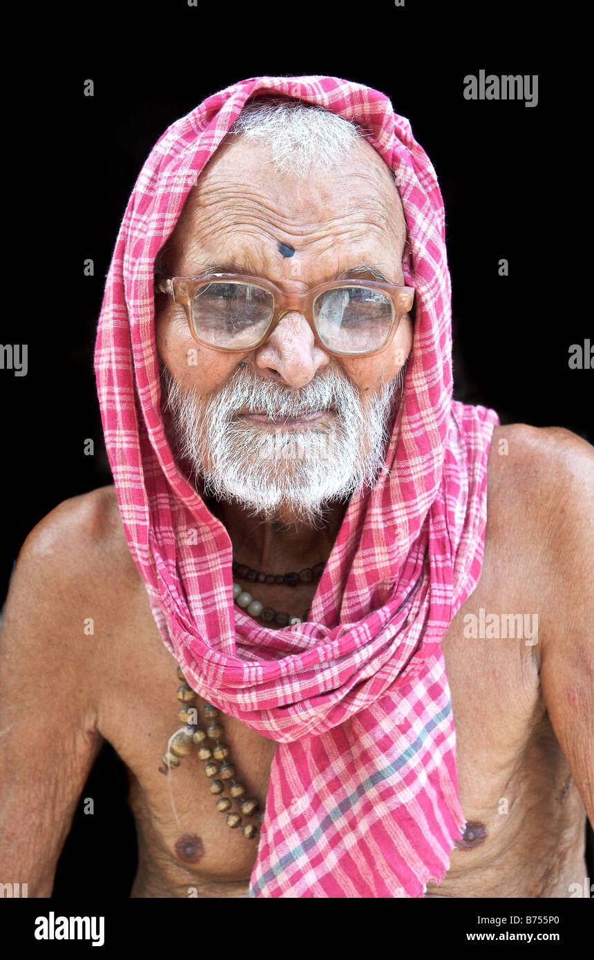 Vrindavan Indien ein Porträt eines Sadhu oder heiliger Mann Stockfoto
