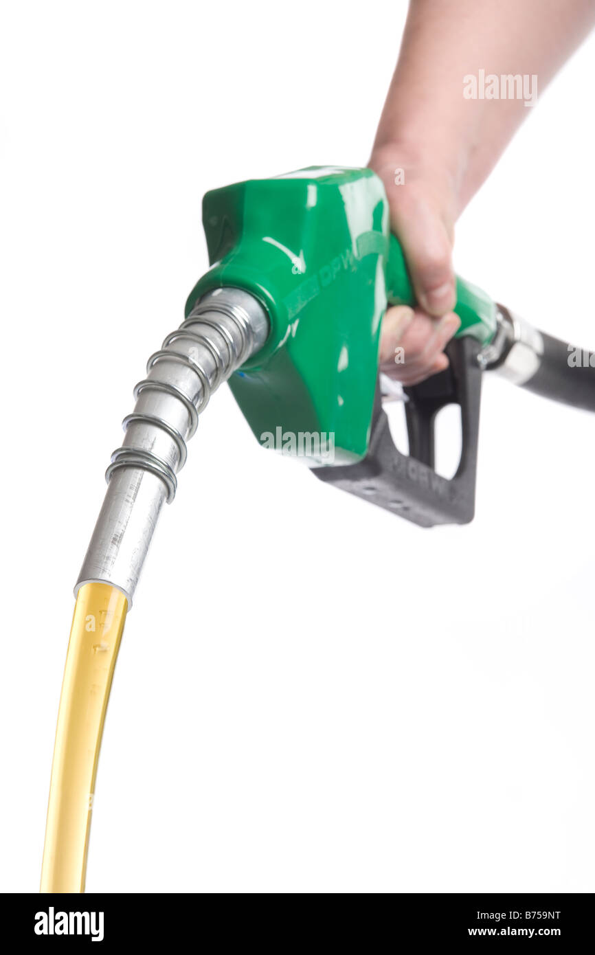 Hand, die Gasdüse mit Gas fließt, Winnipeg, Manitoba Stockfoto