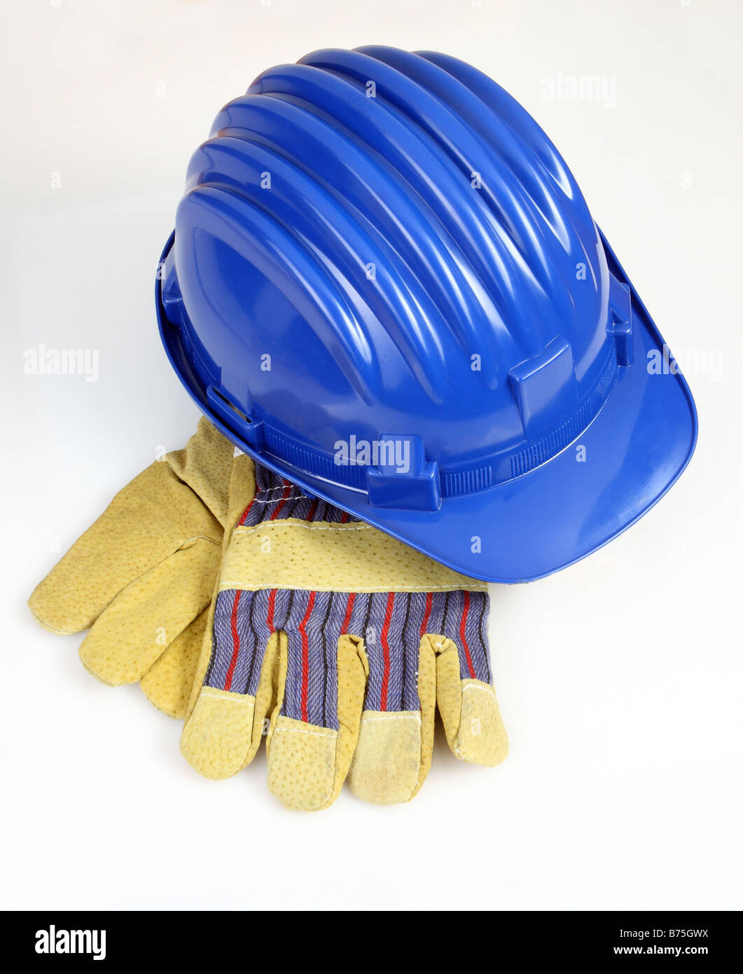 industrielle Bildverarbeitung von Helm und Handschuhe Hintergrund Stockfoto