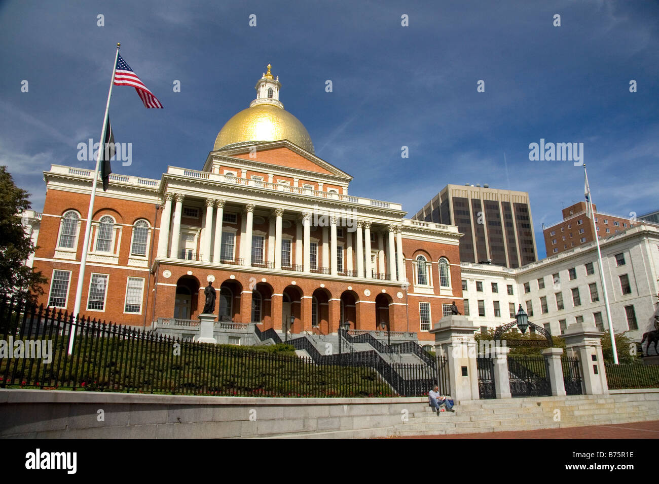 Das Massachusetts State House befindet sich im Stadtteil Beacon Hill von Boston Massachusetts, USA Stockfoto
