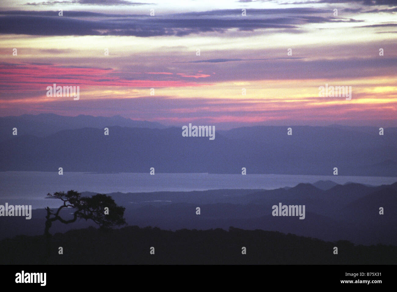 Sonnenuntergang über dem Pazifik, genommen von Santa Elena, Costa Rica Stockfoto