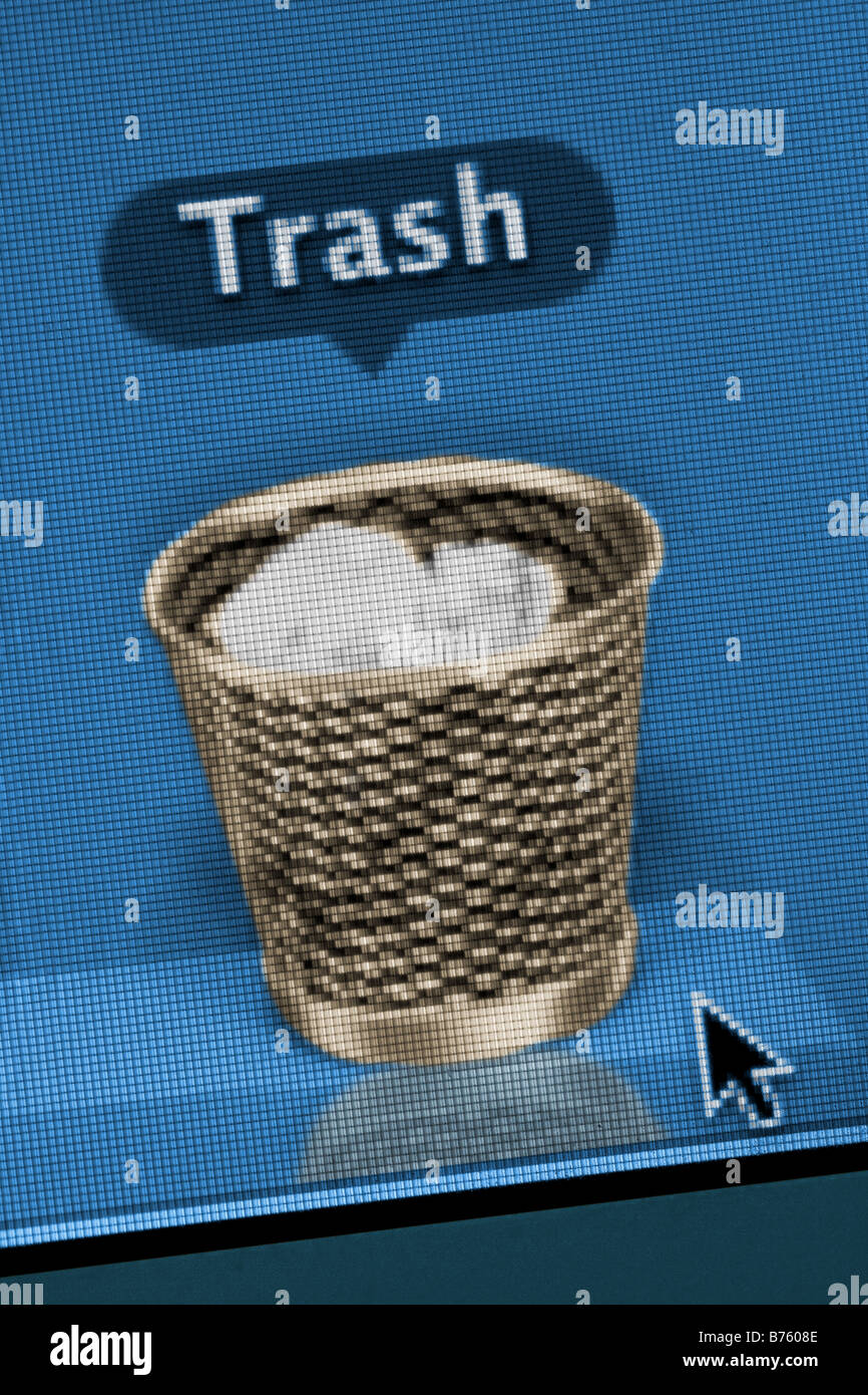 Ein Screenshot von einem Computer Papierkorb kann von einem Laptop LCD-display Stockfoto