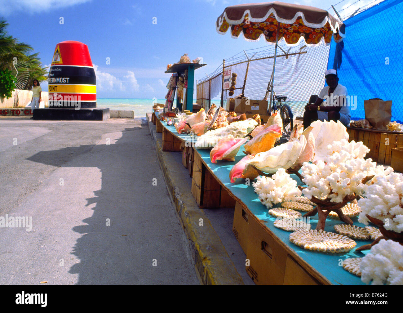 Shell-Händler am südlichsten Punkt der USA auf Key West Florida Keys Stockfoto