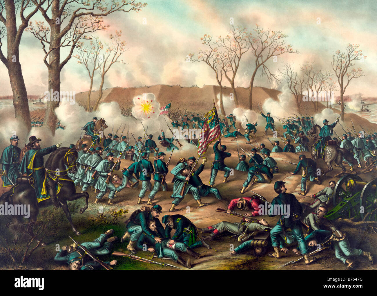 Schlacht von Fort Donelson--Capture der Generäle S.B. Buckner und seine Armee, 16. Februar 1862 Stockfoto