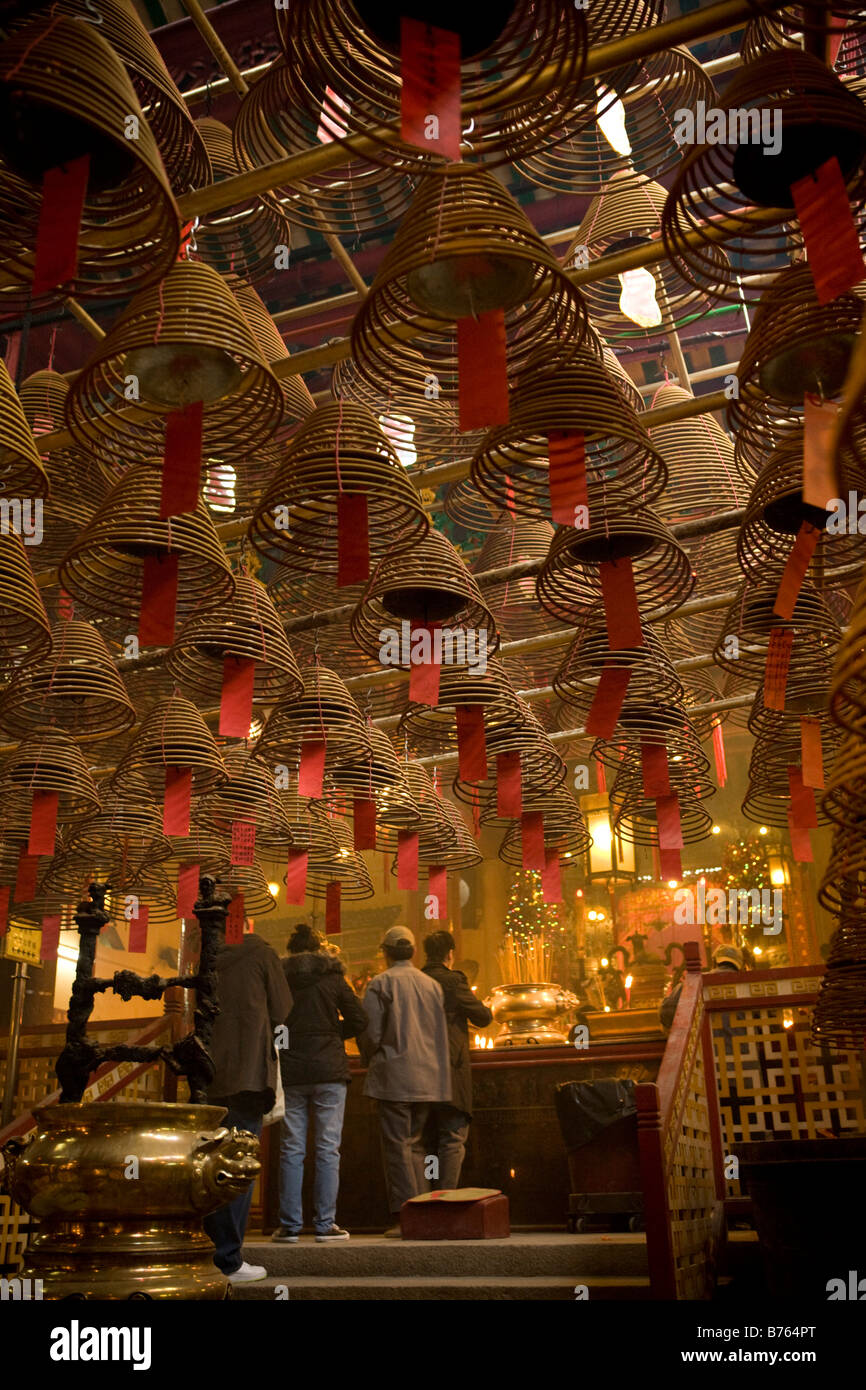 Innenraum der Man Mo Tempel in Hong Kong. Stockfoto