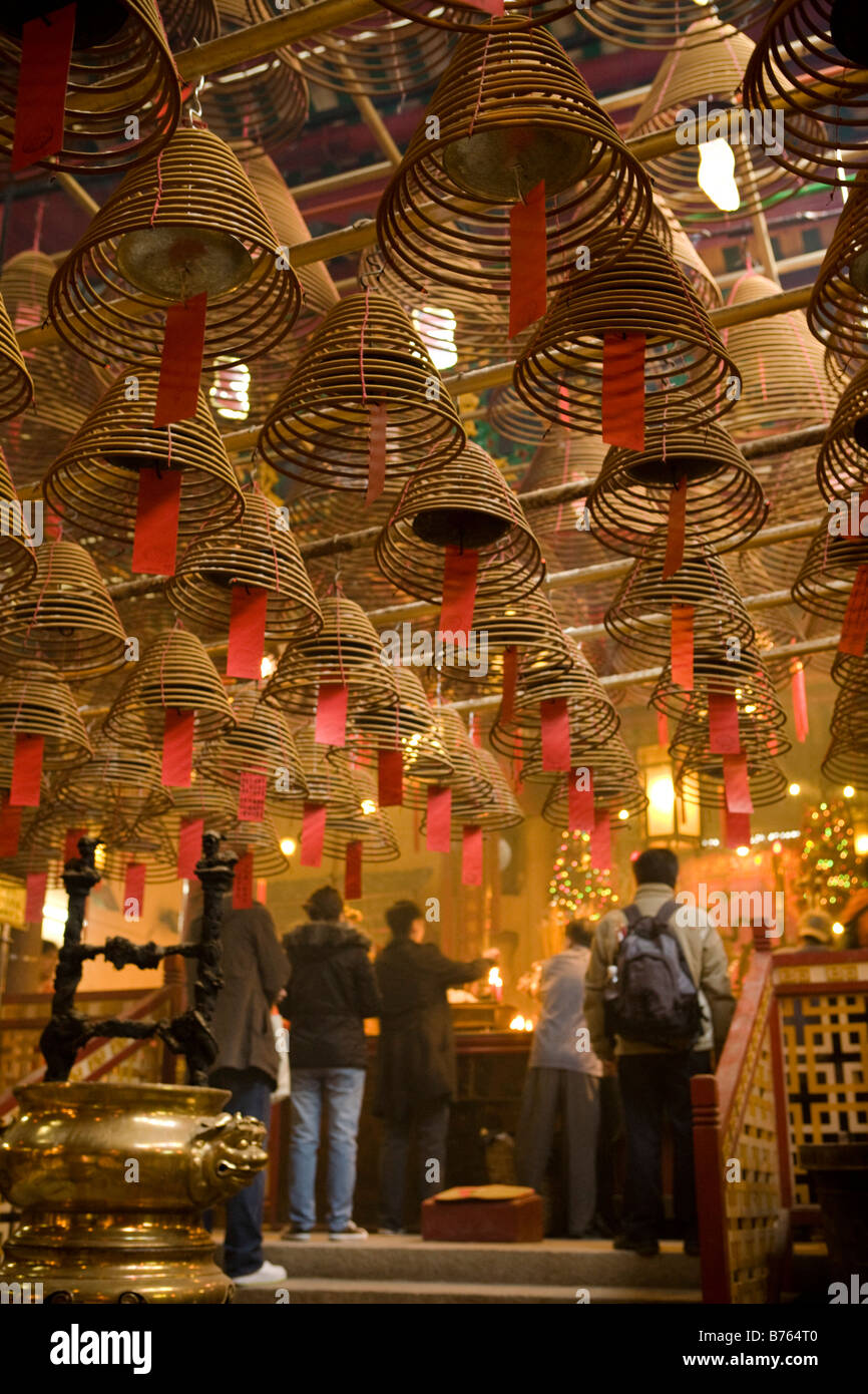 Innenraum der Man Mo Tempel in Hong Kong. Stockfoto