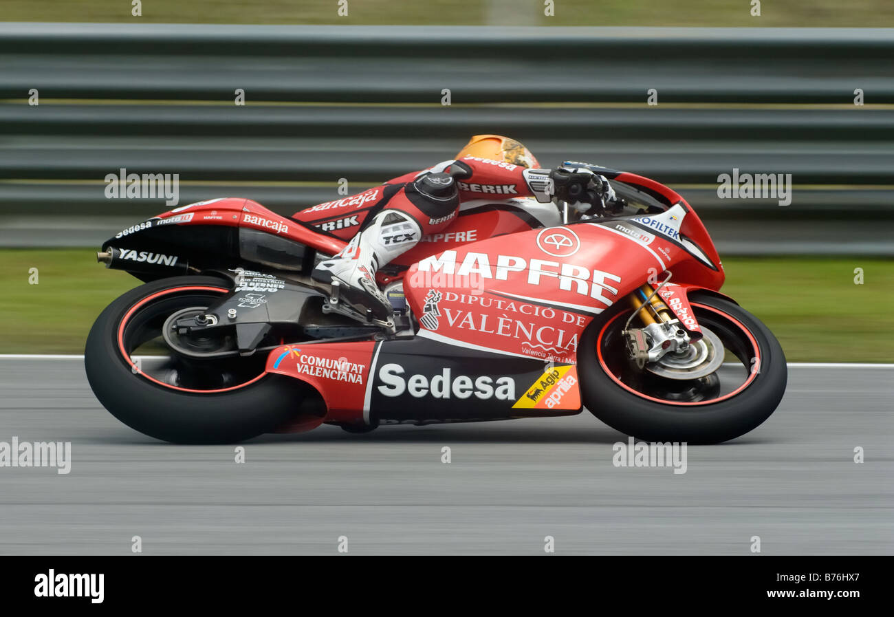 250er Spanisch Hector Faubel Mapfre Aspar Team 2008 Polini Malaysian Motorrad-Grand-Prix Strecke in Sepang Malaysia Stockfoto