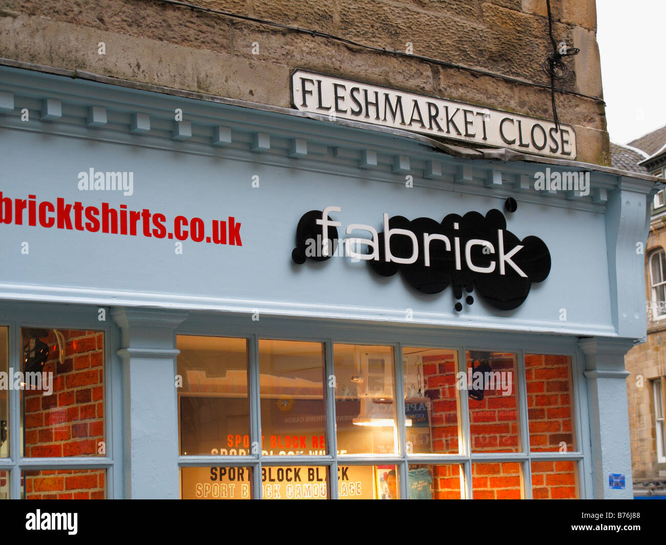 Eine Straße Zeichen für Fleshmarket enge in der alten Stadt Edinburgh Schottland Stockfoto