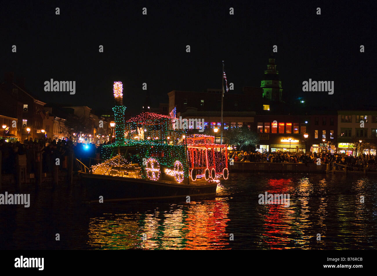 Urlaub Boot Display, Parade of Lights Annapolis Maryland USA Stockfoto