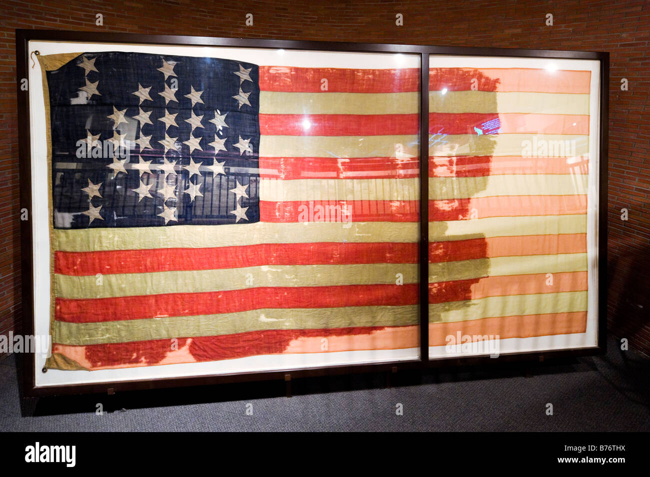 Fort Sumter Schlacht Fahne (die flog über die Festung während der Verbündeten Bombardierung im Jahre 1861), Fort Sumter, Charleston Stockfoto