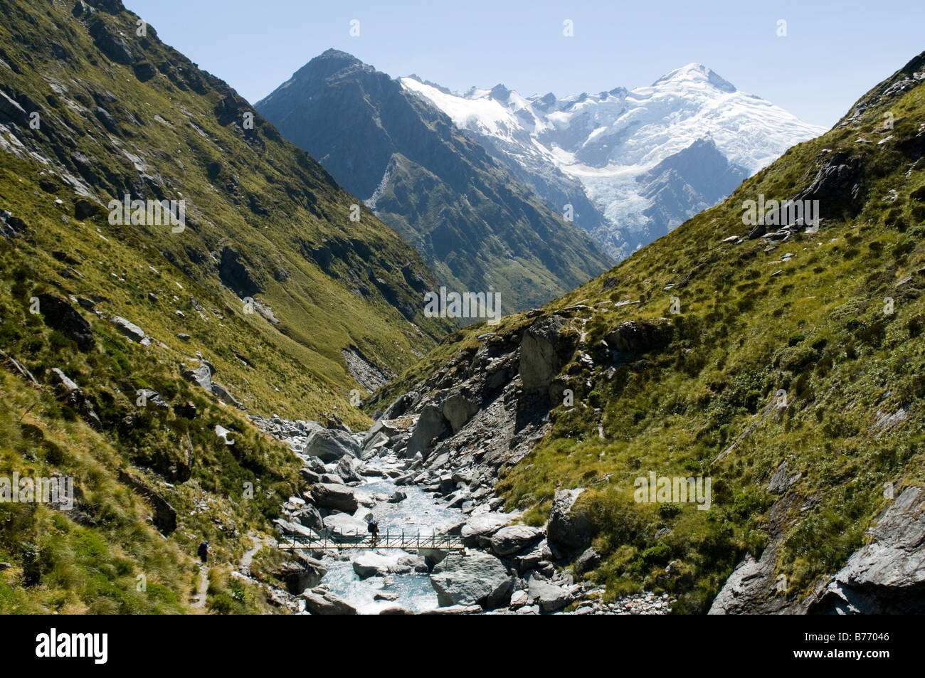 Mount Edward von Snowy Creek, Rees Dart verfolgen, Mount Aspiring Nationalpark, Südinsel, Neuseeland Stockfoto