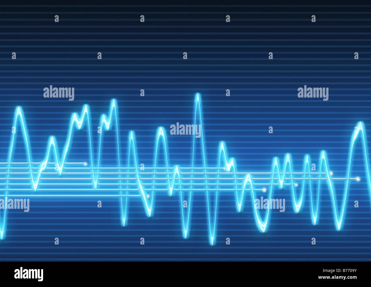 großes Bild eines elektronischen Sinus Sound oder Audio-Welle Stockfoto