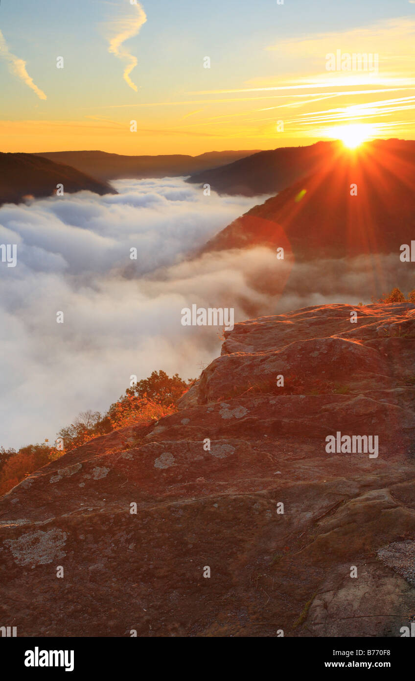 Sunrise, Grand View Park, New River Gorge National River, West Virginia, USA Stockfoto