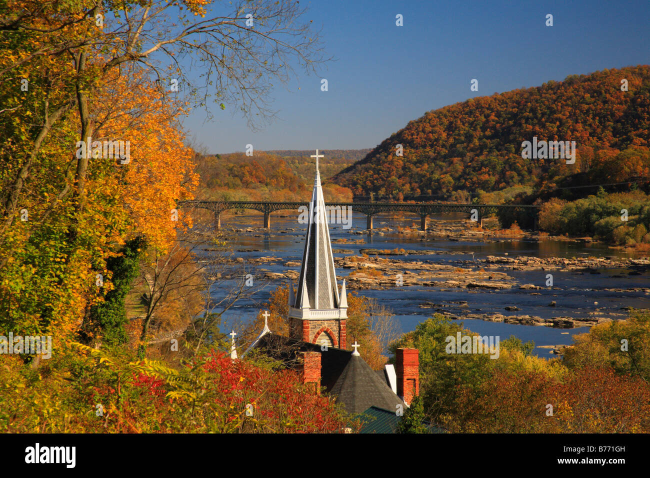 Blick vom Jefferson Rock, Appalachian Trail, Harpers Ferry, West Virginia, USA Stockfoto