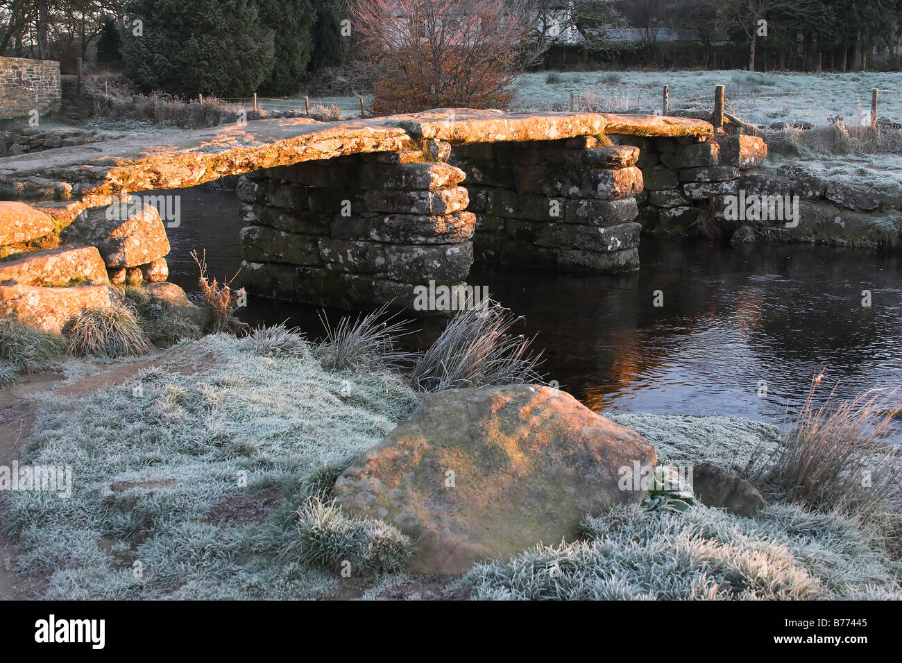 Frostiger Morgen Postbridge Stockfoto