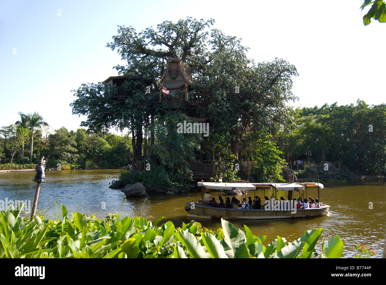 Frontierland Bootsfahrt, Hong Kong Disneyland Resort, Lantau Island, Hongkong, Volksrepublik China Stockfoto