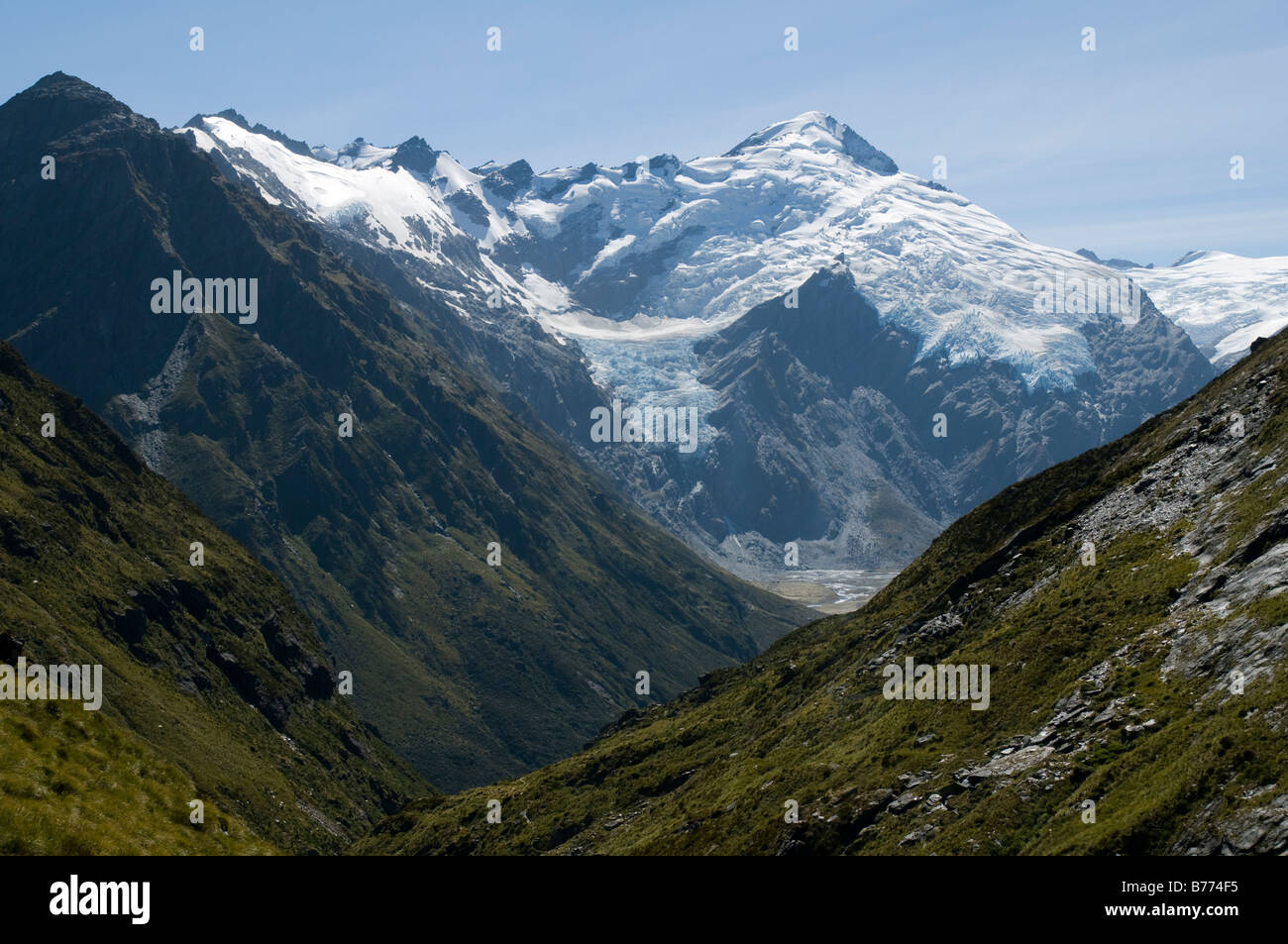 Mount Edward von Snowy Creek, Rees-Dart Track, Mount Aspiring National Park, South Island, Neuseeland Stockfoto