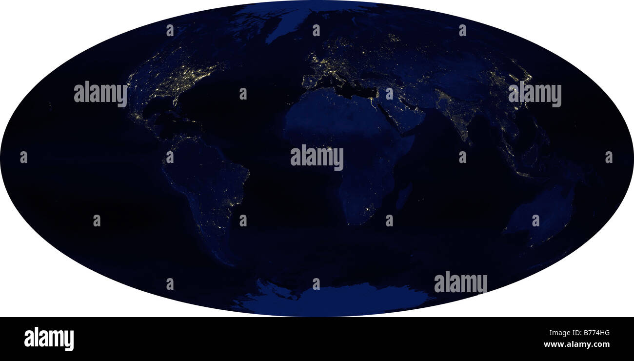 Erde Mensch erzeugt nachts leuchtet für das Kalenderjahr 2003. Stockfoto