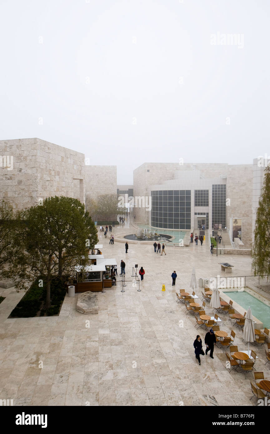 Innenhof und Gebäude im J Paul Getty Museum in Los Angeles Kalifornien Stockfoto