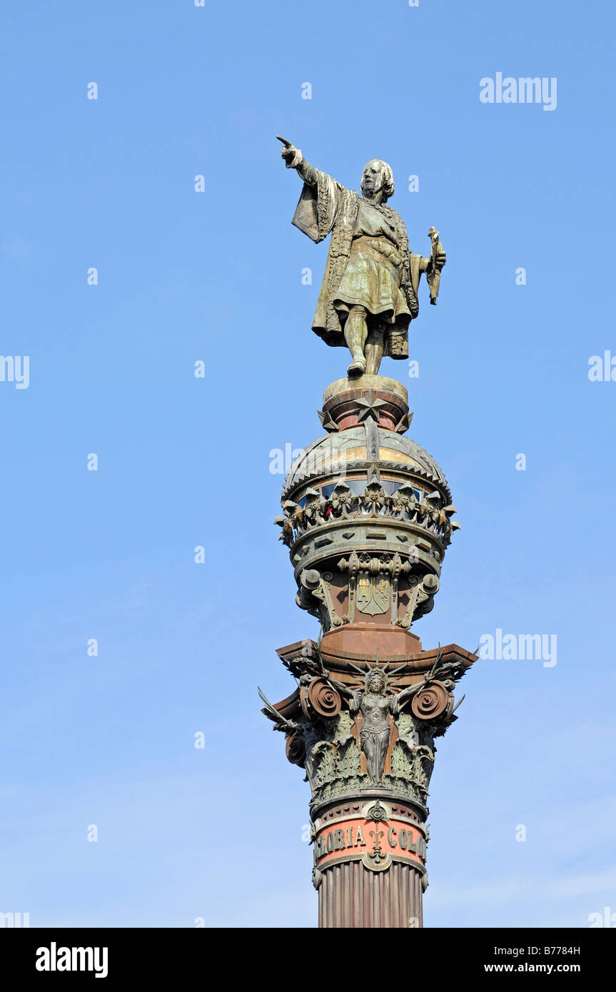 Kolumbus-Denkmal, Monument a Colom, Europa, Barcelona, Katalonien, Spanien Stockfoto