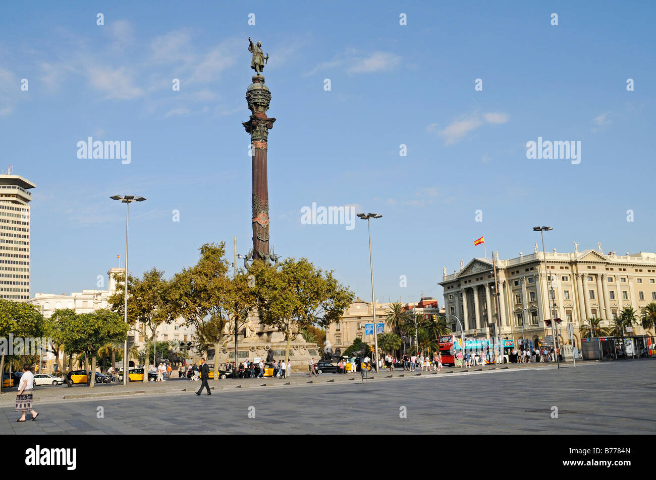 Monument a Colom, Kolumbus-Denkmal, Port Authority, Gebäude, Plaza, Barcelona, Katalonien, Spanien, Europa Stockfoto