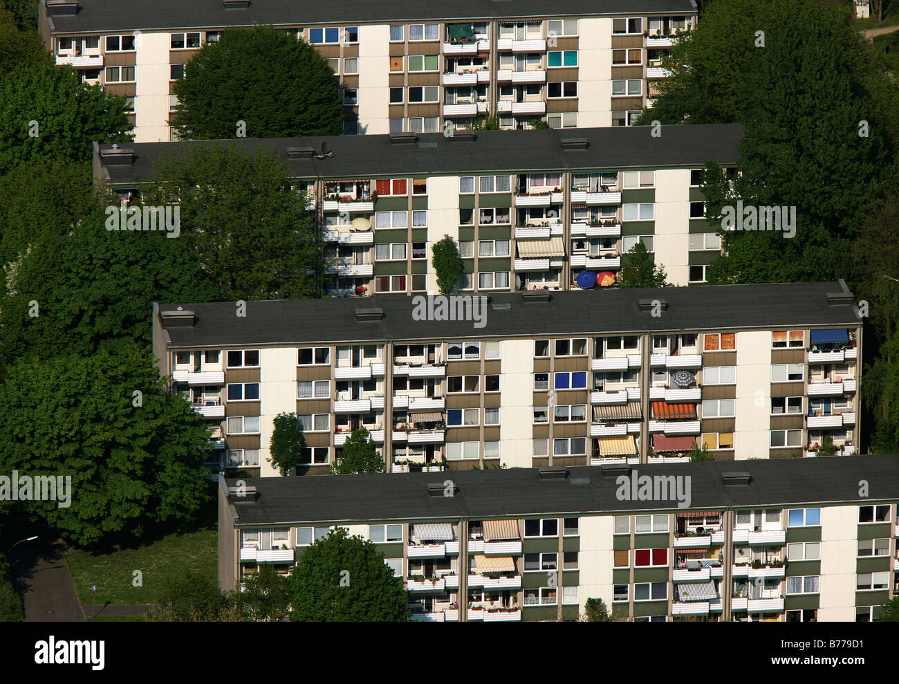 Luftaufnahme, Mehrfamilienhäuser, Leipziger Straße, Deininghausen, Castrop-Rauxel, Ruhr und Umgebung, Nordrhein-Westfalen, Deutschland Stockfoto