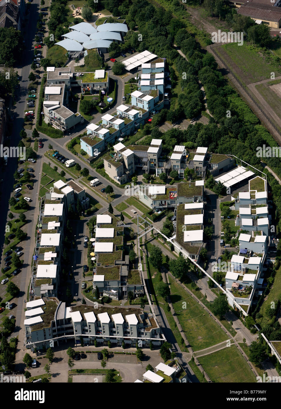 Luftaufnahme, Kueppersbuschsiedlung, Gelsenkirchen, Ruhrgebiet, Nordrhein-Westfalen, Deutschland, Europa Stockfoto