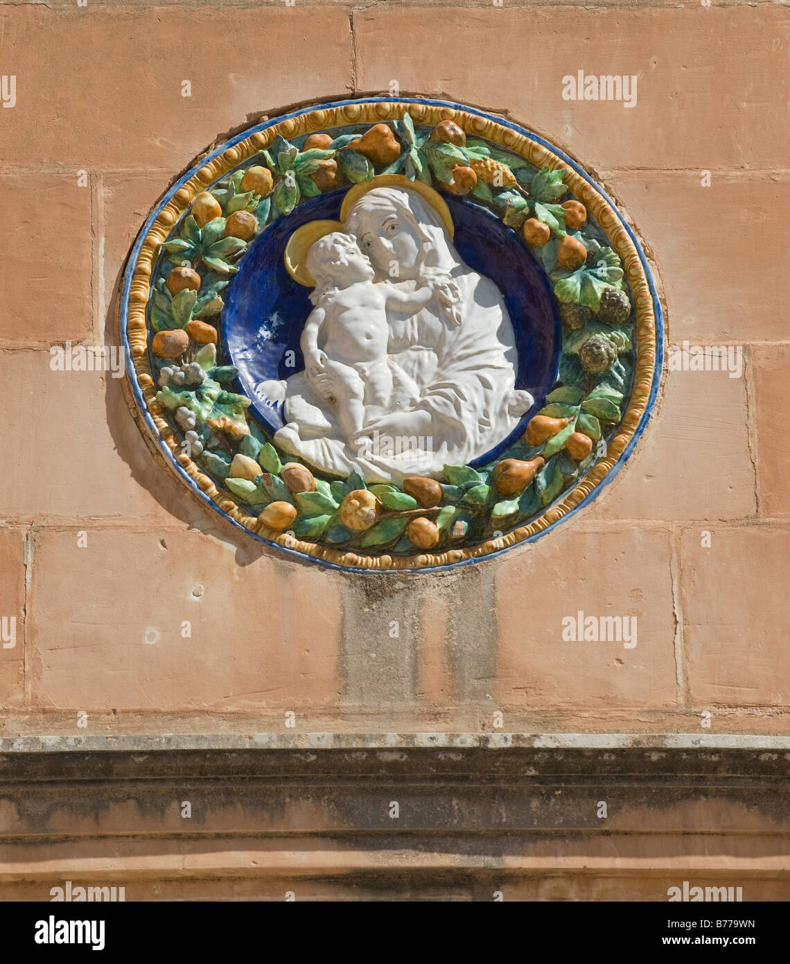 Madonna und Kind Haus Plaque, Mdina, Malta Stockfoto