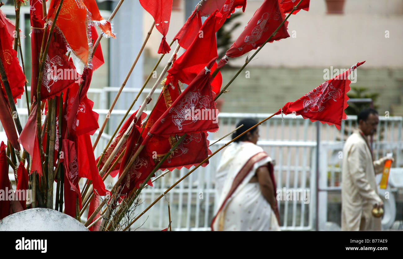 Hindu Fahnen, Mauritius, Afrika, Indischer Ozean Stockfoto