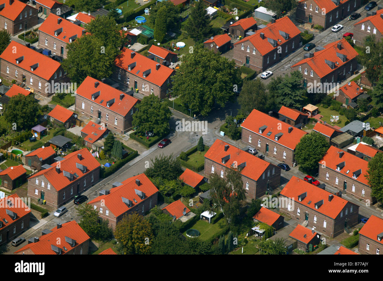 Luftbild, historischen Bergbau-Siedlung, Oberhausen Stemmersberg, Osterfeld, Oberhausen, Ruhrgebiet, Nordrhein-Westpha Stockfoto