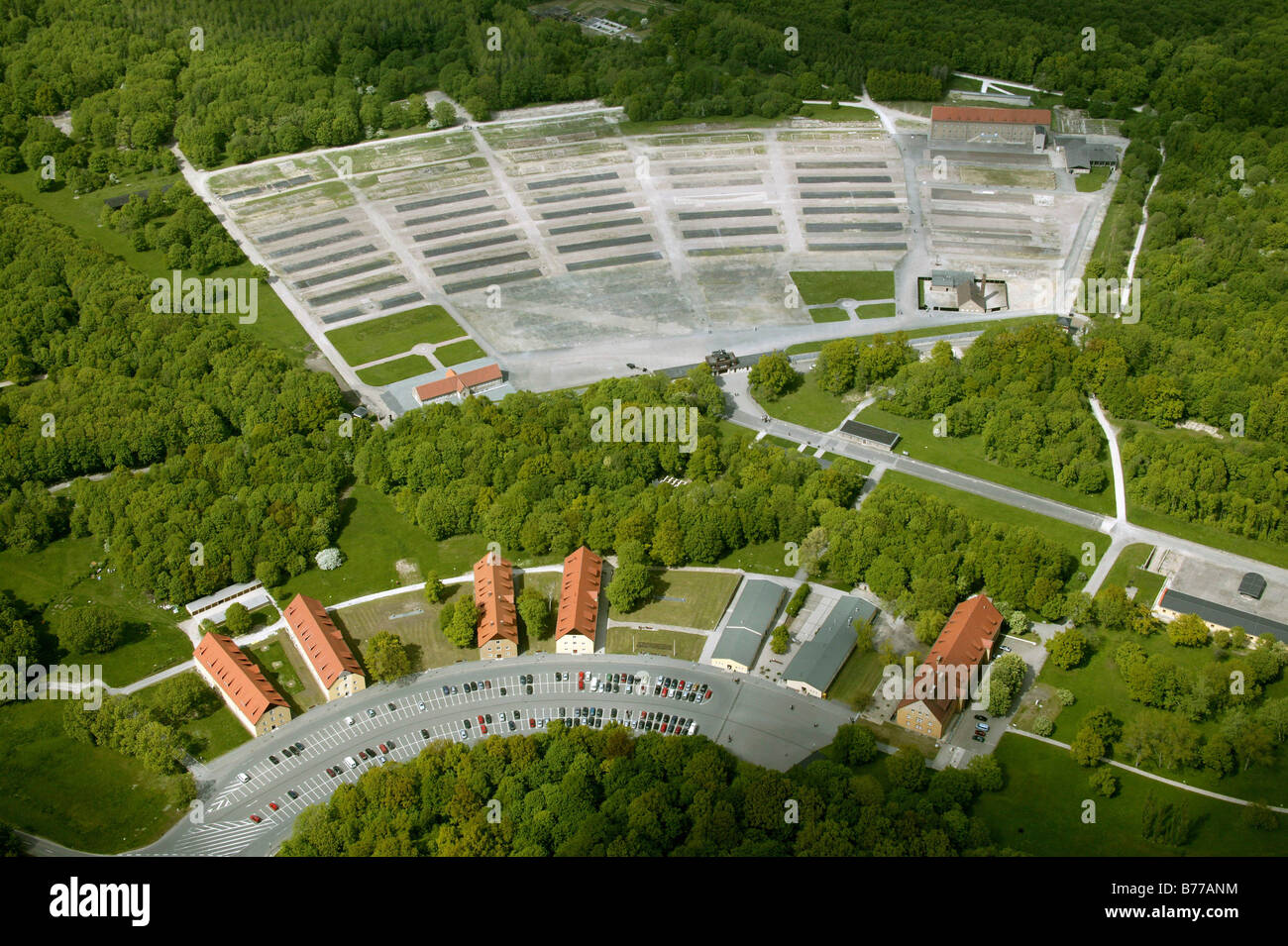 Luftaufnahme, Buchenwald, ehemalige Konzentrationslager, Weimar, Thüringen, Deutschland, Europa Stockfoto