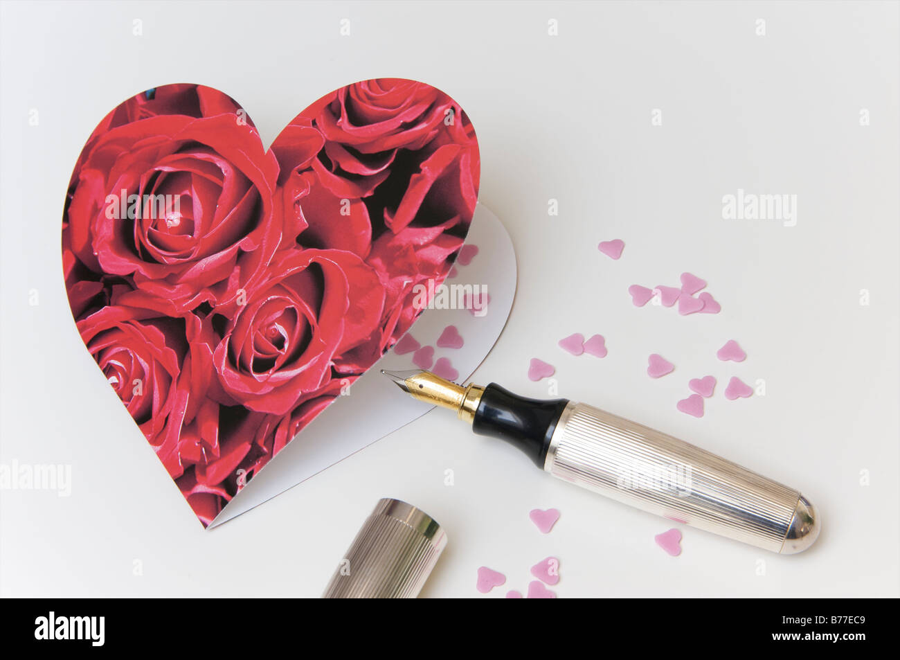 Karte zum Valentinstag in Herzform Stockfoto