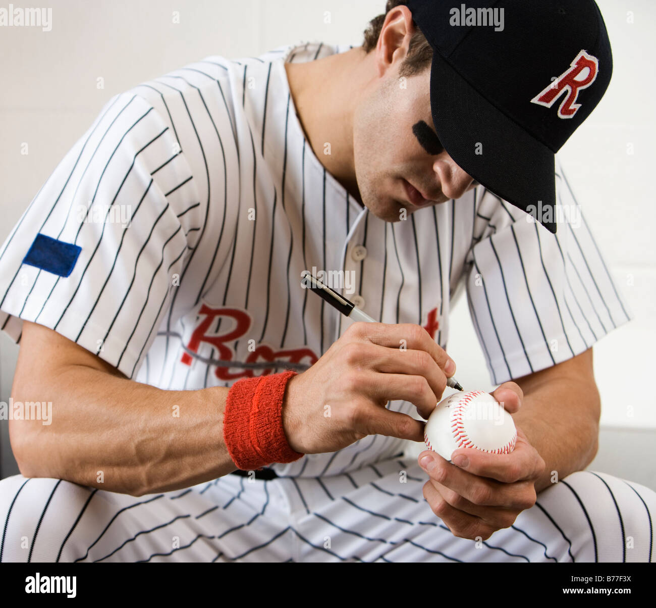 Nahaufnahme von signierte Baseball Baseball-Spieler Stockfoto