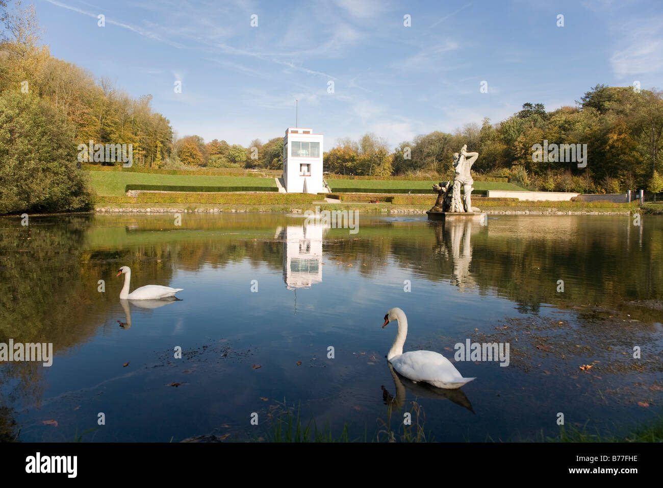 Schloss Gottorf, Schloss Gottorf, Hercules Teich im barocken Schlossgarten mit dem Globus-Haus, Schleswig eine der Schlei, Sch Stockfoto