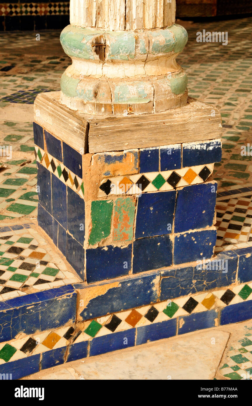 Detail der Bahia-Palast, Marrakesch, Marokko, Afrika Stockfoto