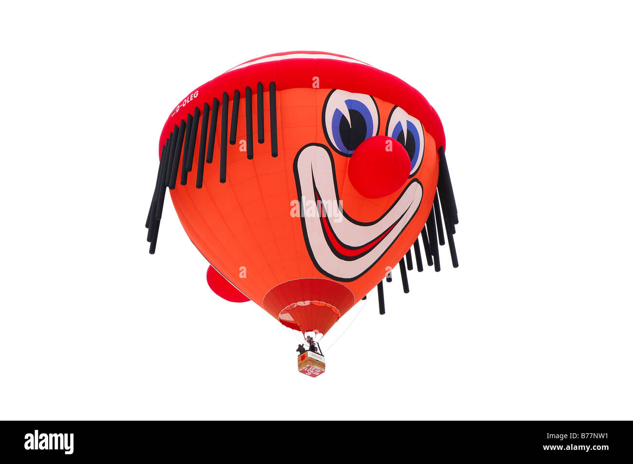 Heißluft-Ballon im Flug, spezielle Clown Form, Schroeder Fire Ballons Clown SS, Heißluftballon, International Ballon Festiv Stockfoto