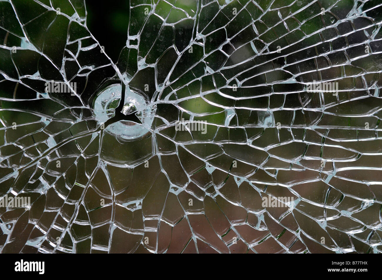 Zerbrochene Sicherheitsglas Stockfoto